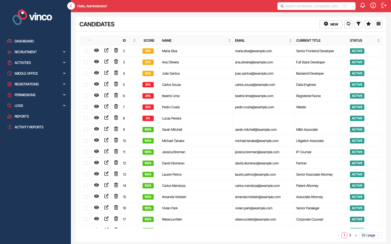 Candidate CRM screenshot